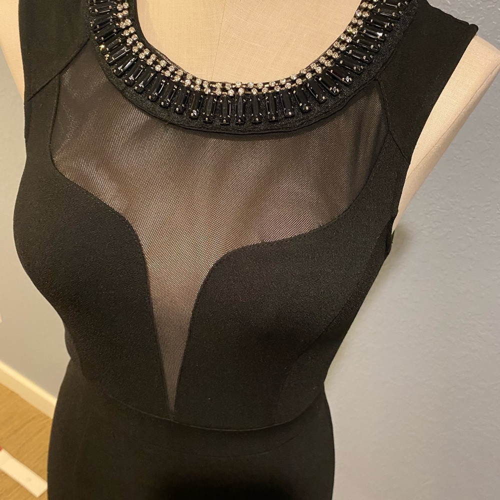 A'gaci Black and Silver Embellished Sheath Dress